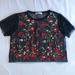floral mesh top